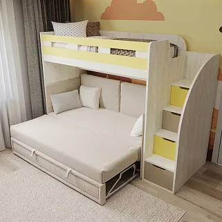 Кровать чердак с раскладным диваном для подростка